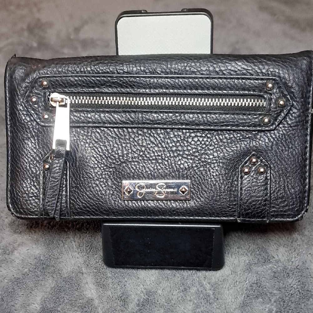 Jessica Simpson Black Faux Leather Wallet.